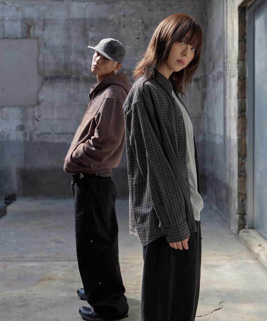 Tonilolenseu Cut-Off Check Shirt Black