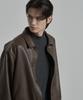 WORK ON BODY OFF Epure Regular Fit Button Leather Jacket [Brown]