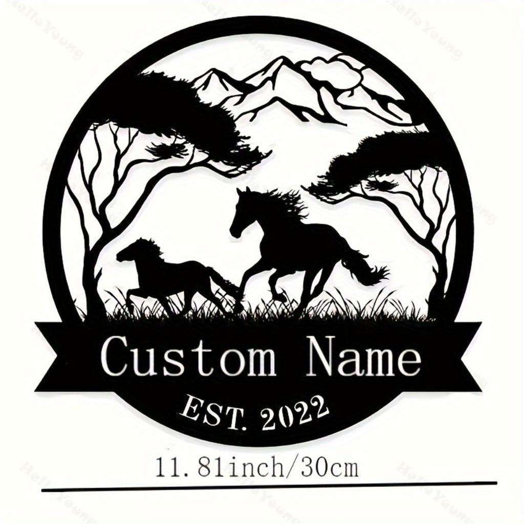 Farmhouse Horse Metal Wall Art Personalized Name Hot Sale Porch Living Room Outdoor Decor
