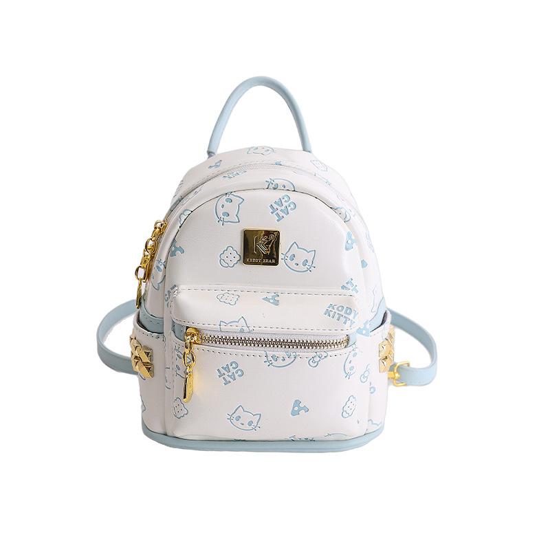 Schoolbag Cartoon Printed Backpack Female Versatile Going Out Travel Small Backpack Daily Commuter Portable Bag Female