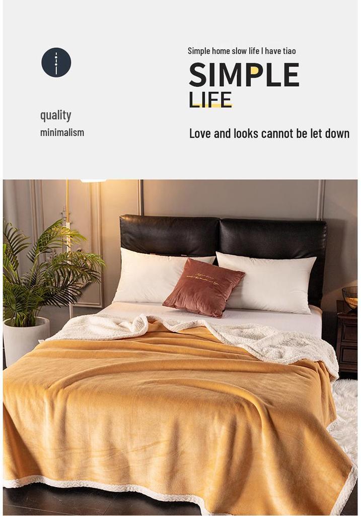 Double-Layer Plush Lamb Wool & Milk Velvet Blanket – Thick Flannel & Coral Velvet Throw for Bed or Air Conditioning.