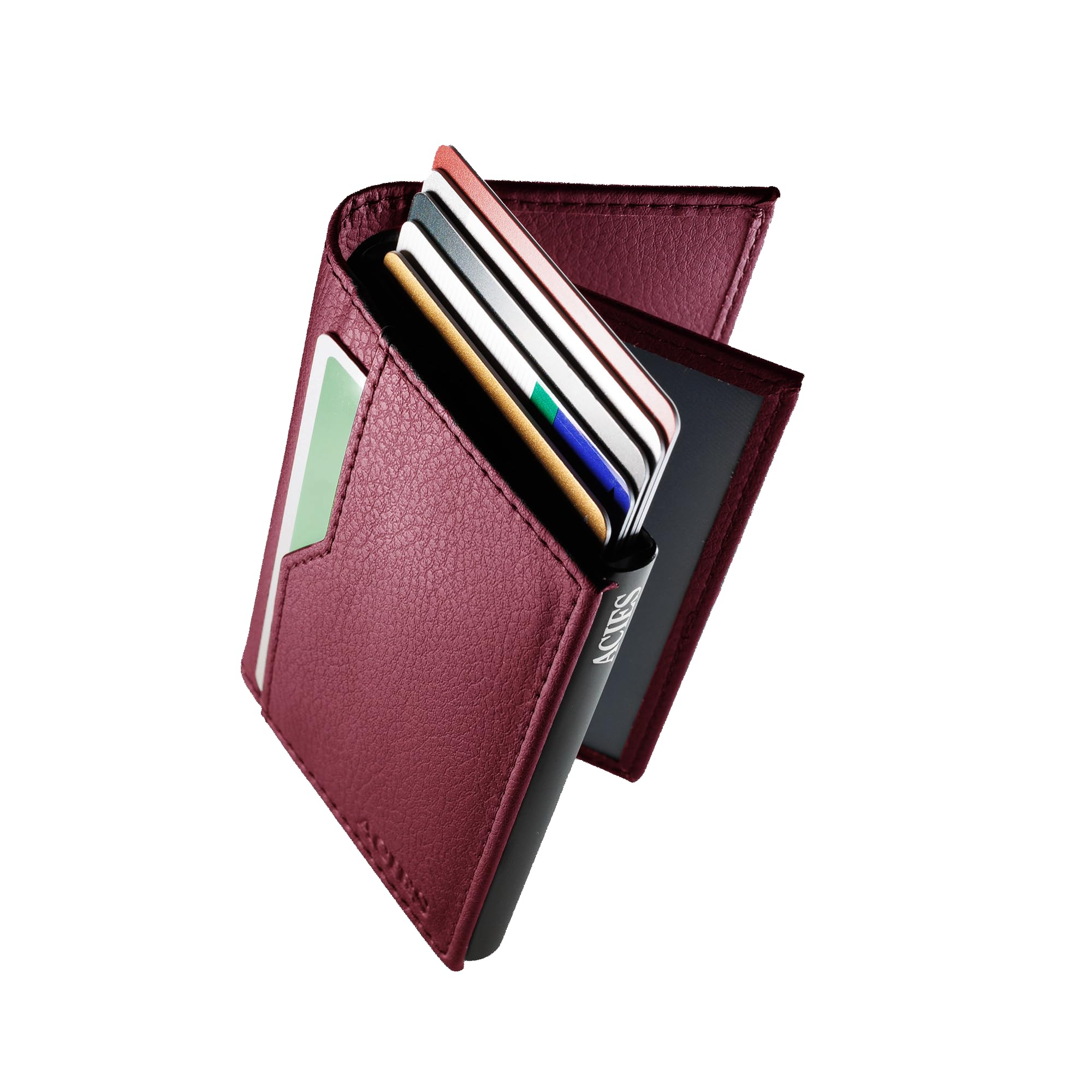 

[Acies] [Overwhelming Texture] Large Capacity Credit Card Case, Genuine Leather, Anti-Skimming, Anti-Magnetic, Sliding, Slim, Thin