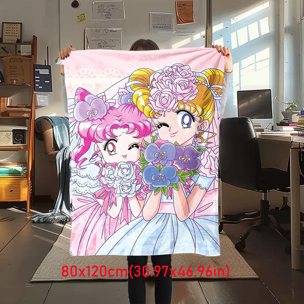 Japanese anime cute cartoon theme Sailor Moon Tsukino Usagi blanket suitable for home beds, sofa covers, office nap, outdoor warm blankets O11