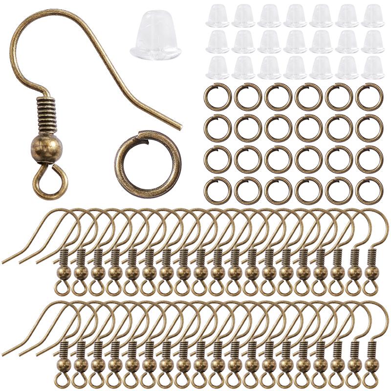 300Pcs Earrings Set Hypoallergenic Earring Hooks Jump Rings Clear Rubber Earring Backs For Jewelry Making Findings Accessories