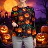 Women Casual Long Sleeve Button Up Cardigan Halloween Print Nurse Scrub Top Lightweight Comfortable Fit