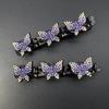 4/6Pcs Faux Crystal Stone Braided Hair Clips Girls Rhinestone Butterflies Decor Hair Braid Clips Shiny Hair Accessories