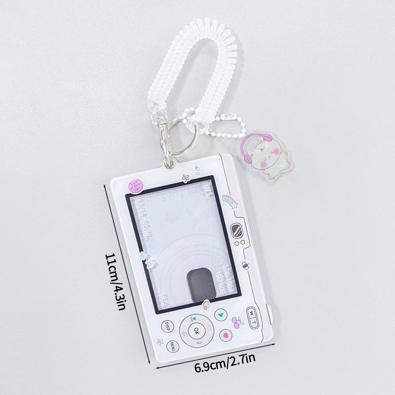 3 Inch Acrylic Camera Shape Kpop Photocard Holder with Keychain Idol Photo Card Display Case Bag Pendant School Stationery