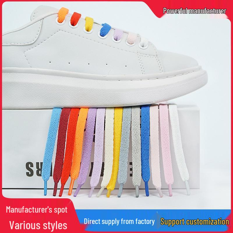 8mm Multi-Color Flat Shoelaces for Casual, Sneakers, Canvas, Basketball, and Skate Shoes (One Pair)