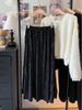 Women's High Waist Lace Patchwork Velvet A-line Skirt - Soft, Comfortable for Spring/Autumn 2025.