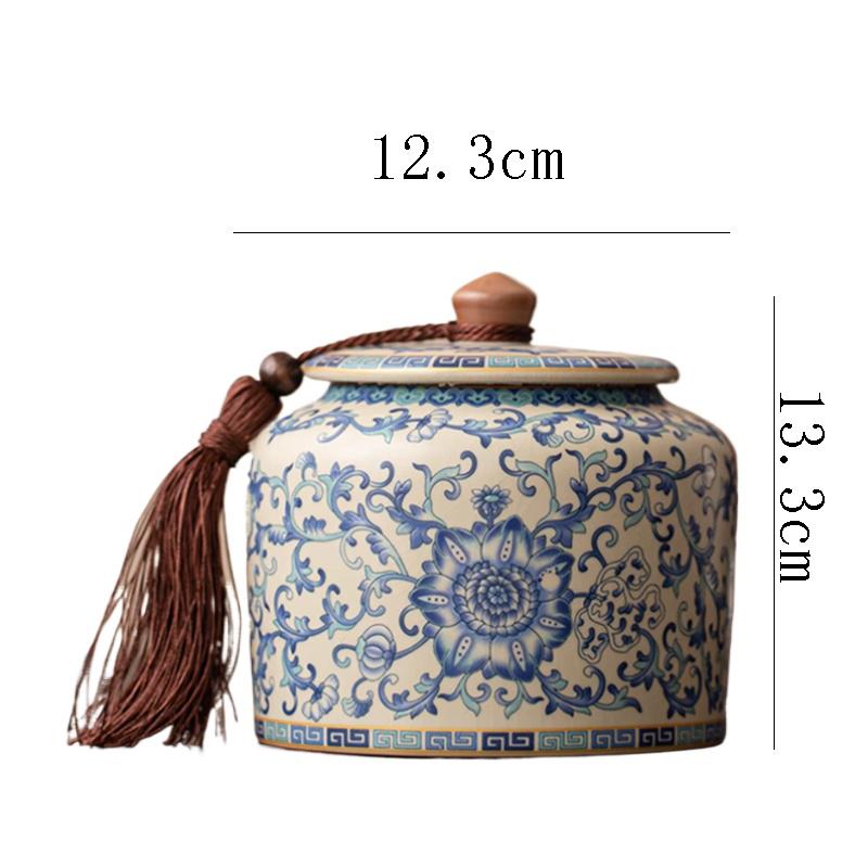 Ceramic Tea Leaf Jar Blue and White Porcelain Candy Jar Multifunctional Home Coffee Bean Nut Herb Storage Box Home Decoration