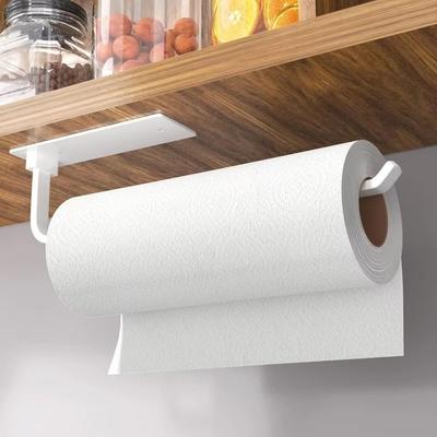 Under Cabinet Paper Towel Holder Self-Adhesive/Drilling Mount Rust-proof Hanging Towel Roll Stand Space Saving
