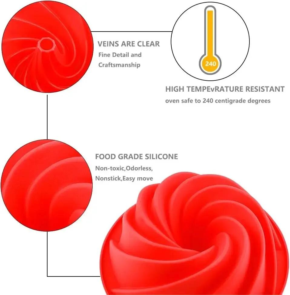 Silicone Cake Tins for Baking Fluted and Round Set of 2 Pack,9 Inch Nonstick Cake Pans Moulds Loaf for Donut Muffin Cookie