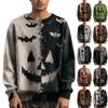 Herre Langermet Pullover Genser Casual Halloween Trykk Strikket Oversized Genser