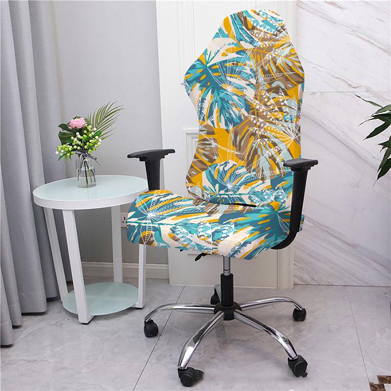 Elastic Printed Armchair Cover Universal Computer Game Chair Seat Cover Home Office Backrest Armrest Swivel Chair Slippers