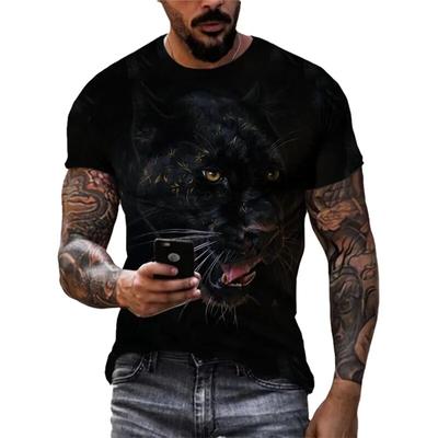 Mode beliebte neue Panther Grafik T-Shirts Sommer Trend Männer Casual gut aussehend Kurzarm 3D Tier Druck O-Ausschnitt T-Shirts Tops