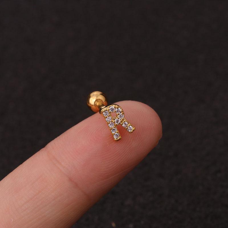 Trendy 26 Letters Tragus Cartilage Earring Women Exquisite Tiny Initial Alphabet Name Helix Earring Piercing Jewelry Gift