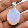 Natural Pink Opal Oval Cut 86.6 Ct Sterling Silver Pendant Certified For Her