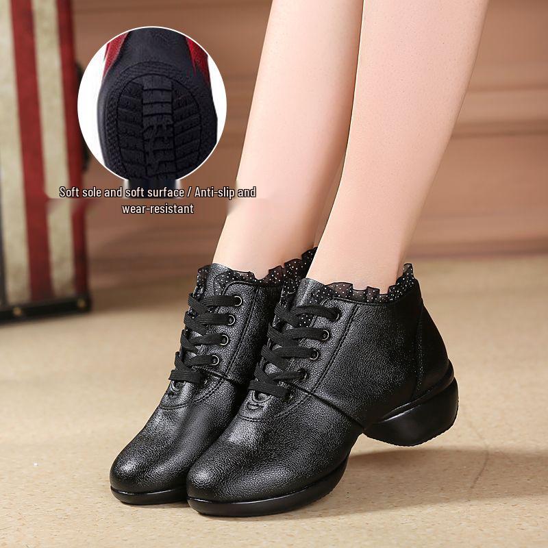 Women's Modern Ballroom Mid-Calf Dance Boots - Soft Sole, Mid-Heel.