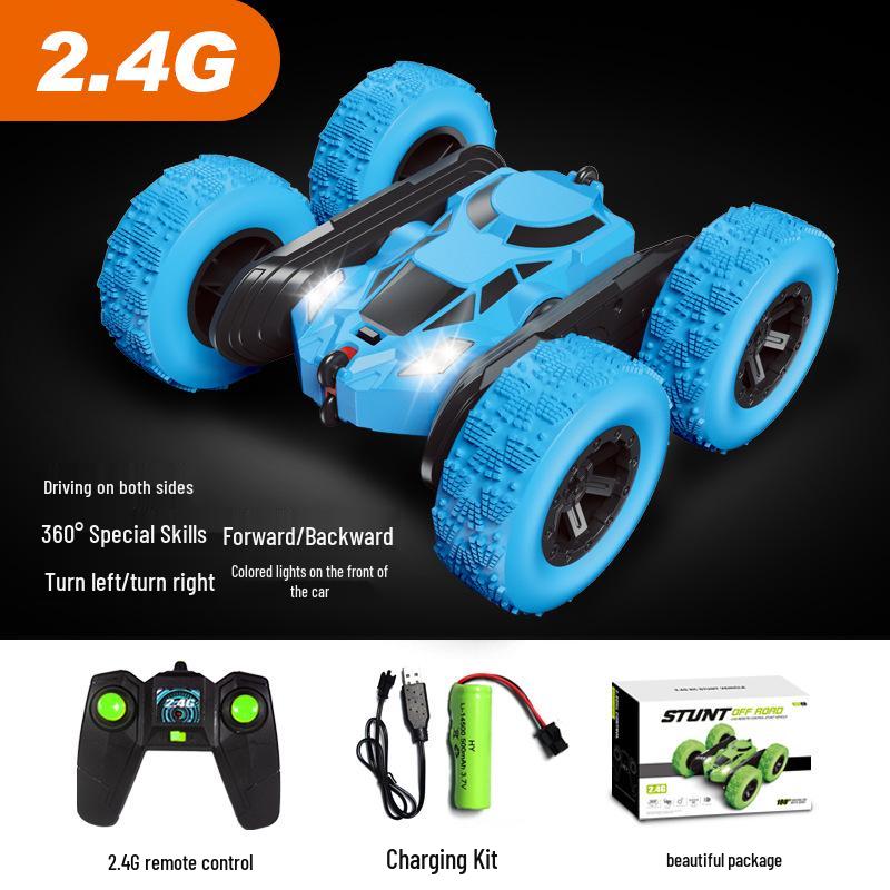 

Rechargeable 2.4G Remote Control Double-Sided Stunt Car for Kids - Off-Road Rotating RC Electric Toy