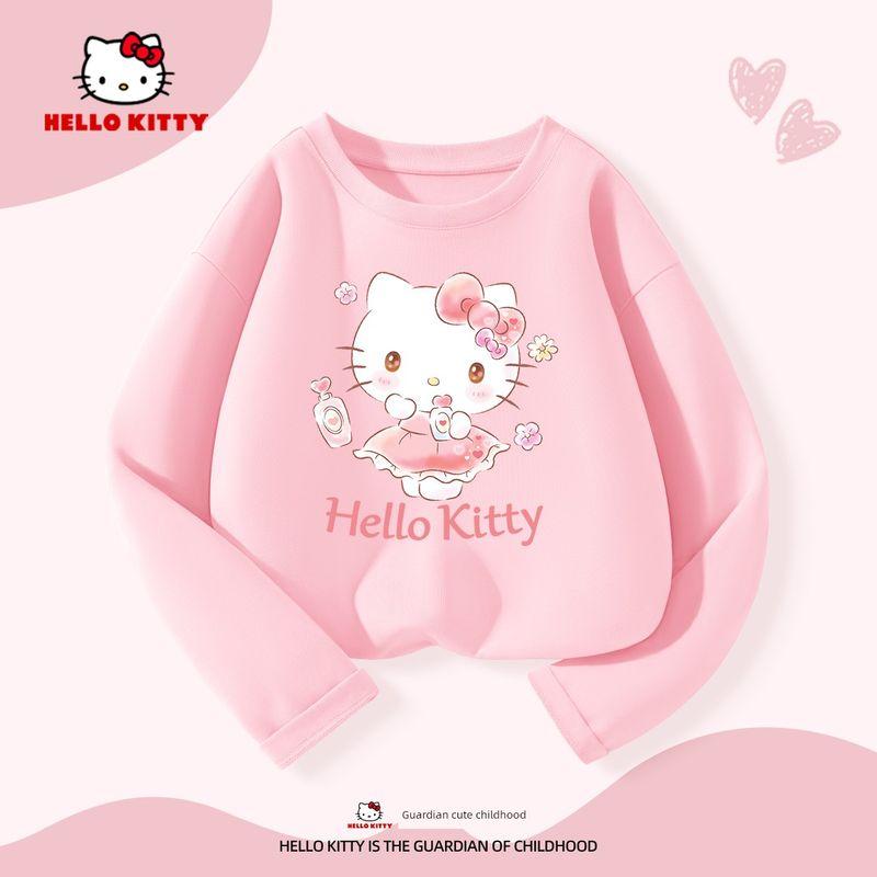 Hello Kitty Girls' Spring Outfit 2026 New Children's Sportswear Spring Tops Girls' Sweatshirts