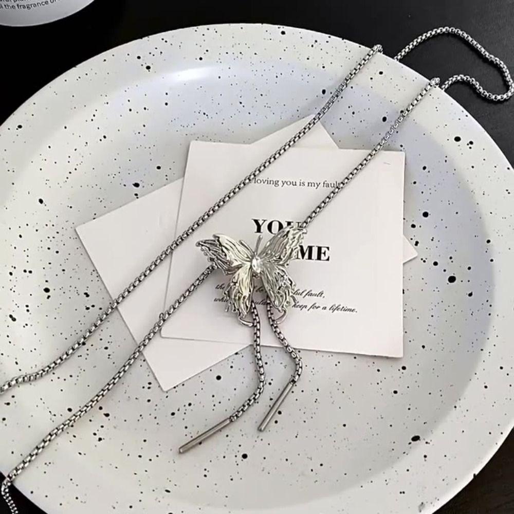 Sweet Butterfly Necklace Flower Women's Choker Temperament Y2K Tassel Necklace  Gifts