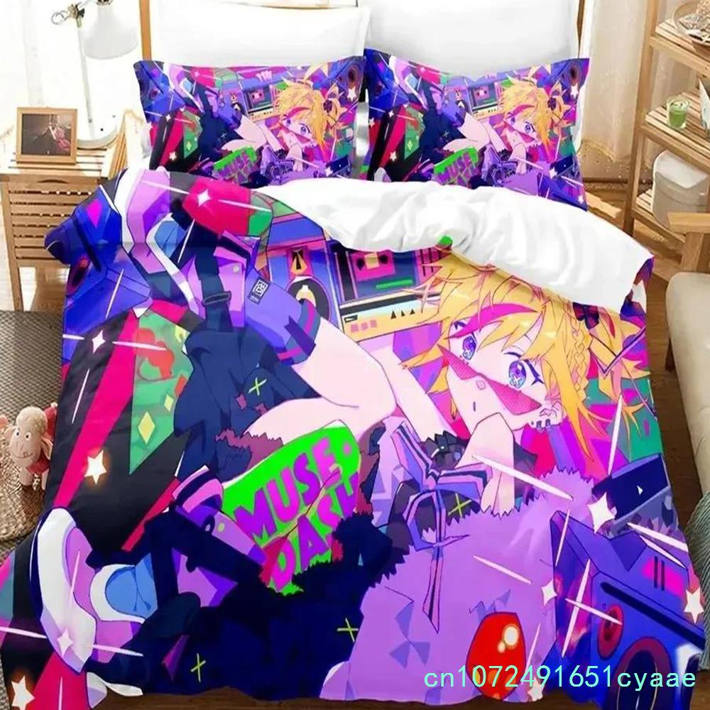 Anime Muse Dash Game Bedding Set Duvet Cover Bed Set Quilt Cover Pillowcase Comforter King Queen Size Boys Adult Bedding Set