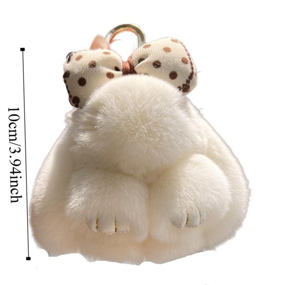 Hair Bow Bunny Keychain Pompoms Plush Rabbit Key Ring Rabbit Fur Keychain  Jewelry Gifts