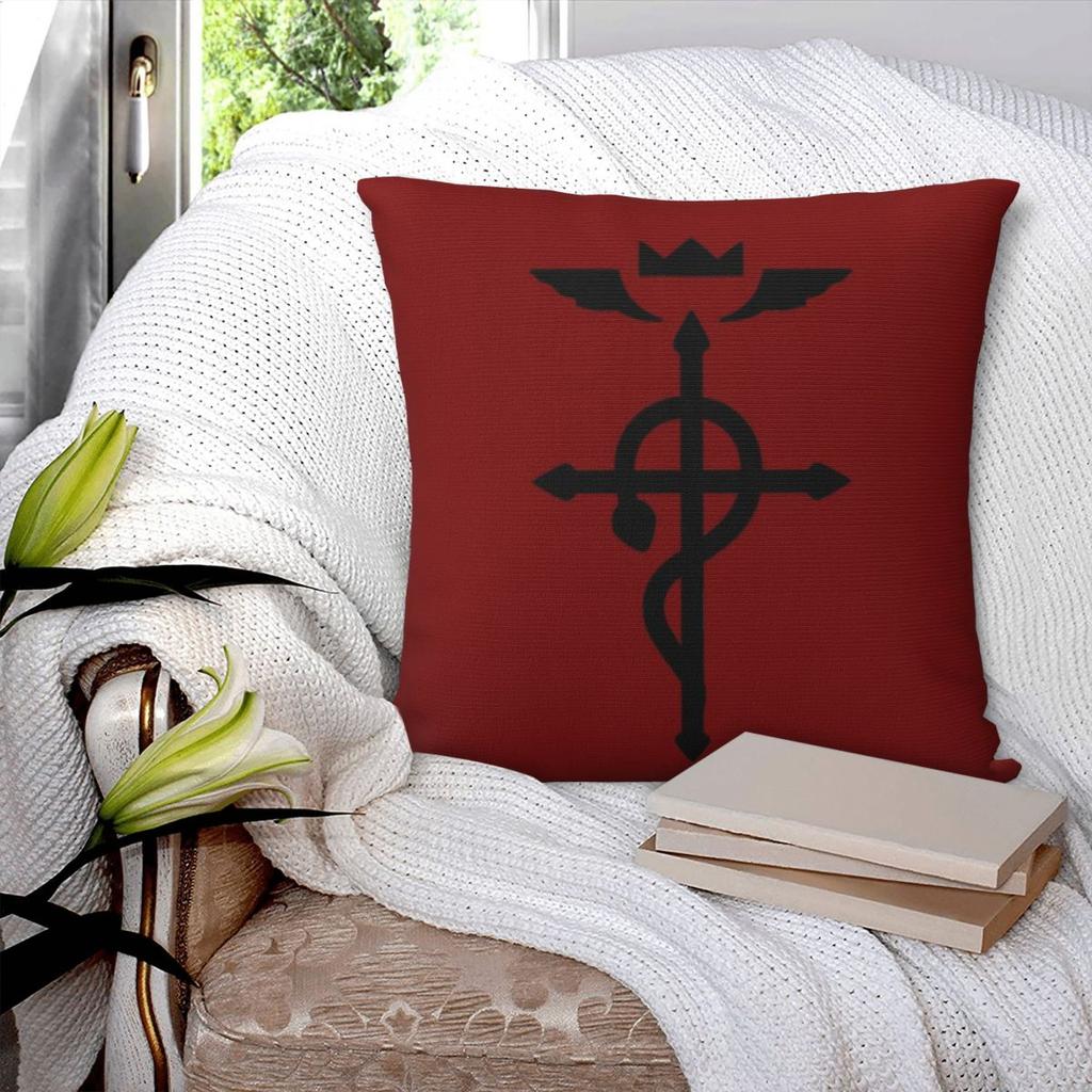 Fullmetal Alchemist Flamel Insignia Square Pillowcase Pillow Cover Polyester Cushion Decor Comfort Throw Pillow for Home Sofa