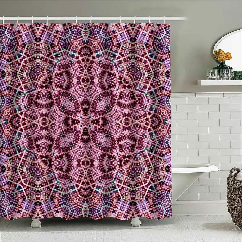 

Purple Pink Blue Lace Shower Curtain Modern Home Decor Bath Mat Print Waterproof Fabric For Bathroom Decor Size69X70 Inches (183 W60H190(CM)-1 Pcs