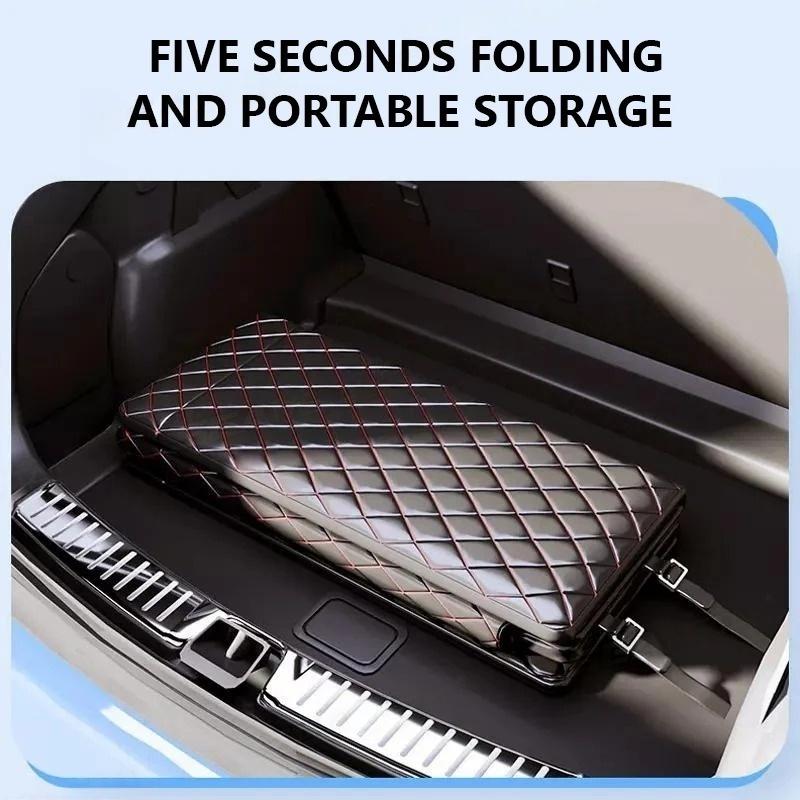 Car Travel Bed for Rear Seat Foldable Sleeping Pad for Car Traveling Wear-Resistant PU Travel Mattress for Suv Sedan