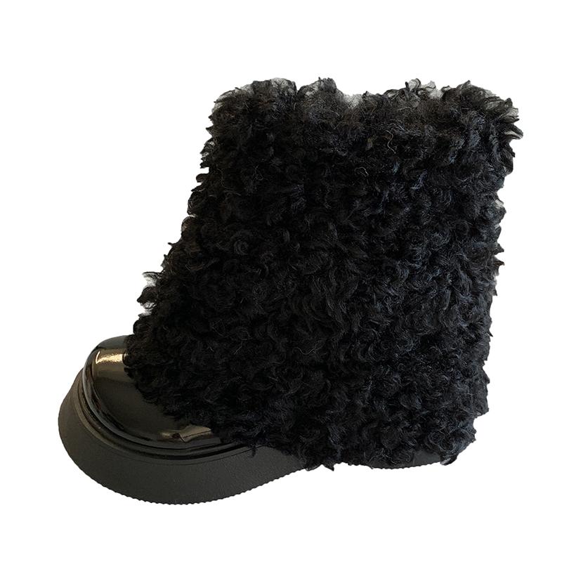 Ботильоны женские на платформе с мехом и высоким каблуком — фото 7