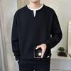 Men's Casual Fake Two-Piece Hoodie with Vertical Stripes - Autumn/Winter Loose Fit