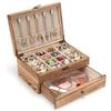 Vintage Jewelry Box Solid Wood Containers Two Layers Necklace Earrings Display Boxes with Mirror Jewelry Accessories