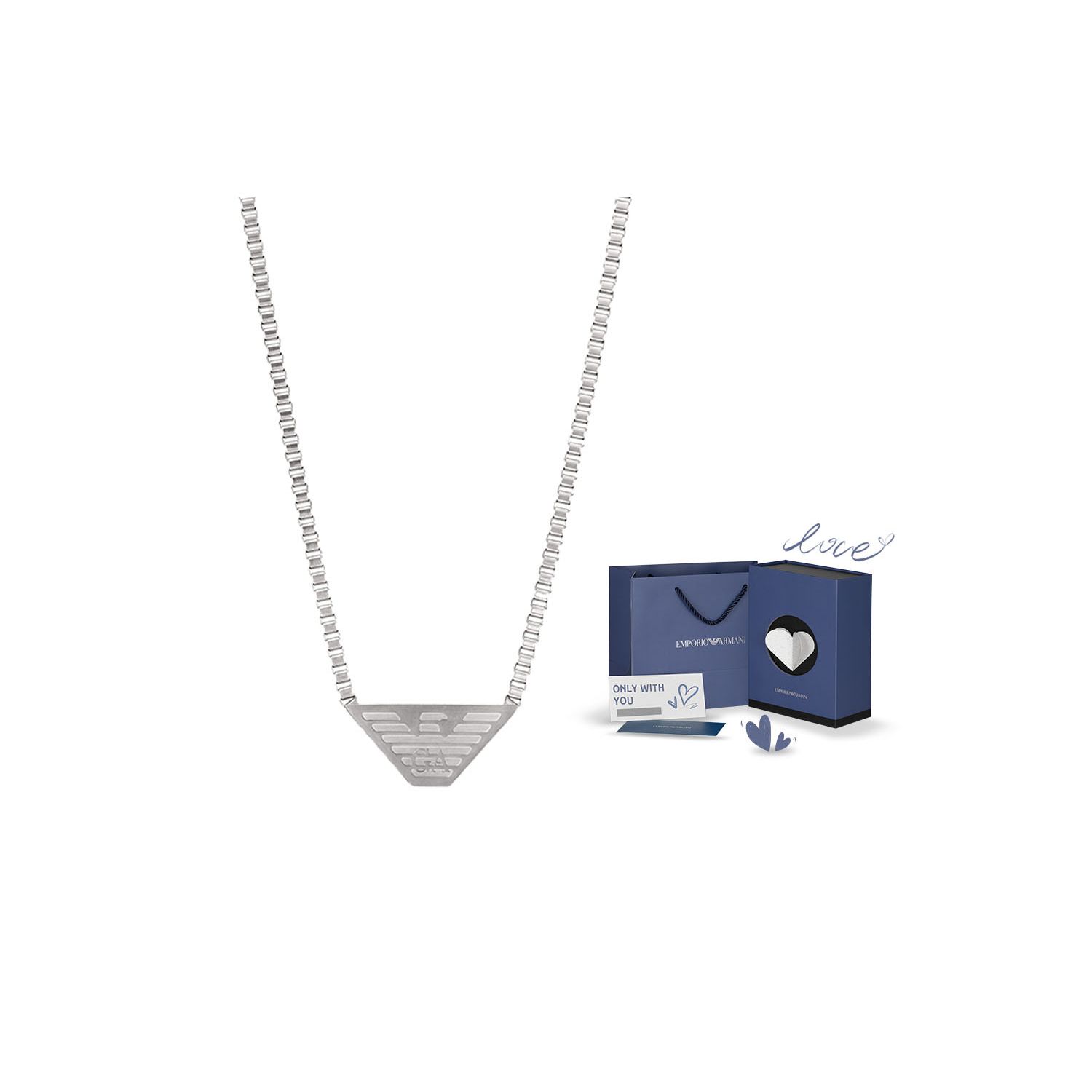 

Emporio Armani Armani Stylish Silver Eagle Logo Necklace 2023 Spring Summer Stainless Steel Men necklace EGS2984040 Shopping Bag