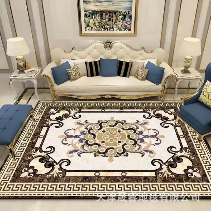 Modern Marble Print Area Rug Living Room Sofa Coffee Table Decorative Floor Mat Crystal Velvet Non-Slip Durable Washable