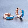 Classic Female Blue White Opal  Rose Gold Silver Color Wedding Earrings Dainty Bridal Round Hoop Earrings For Women