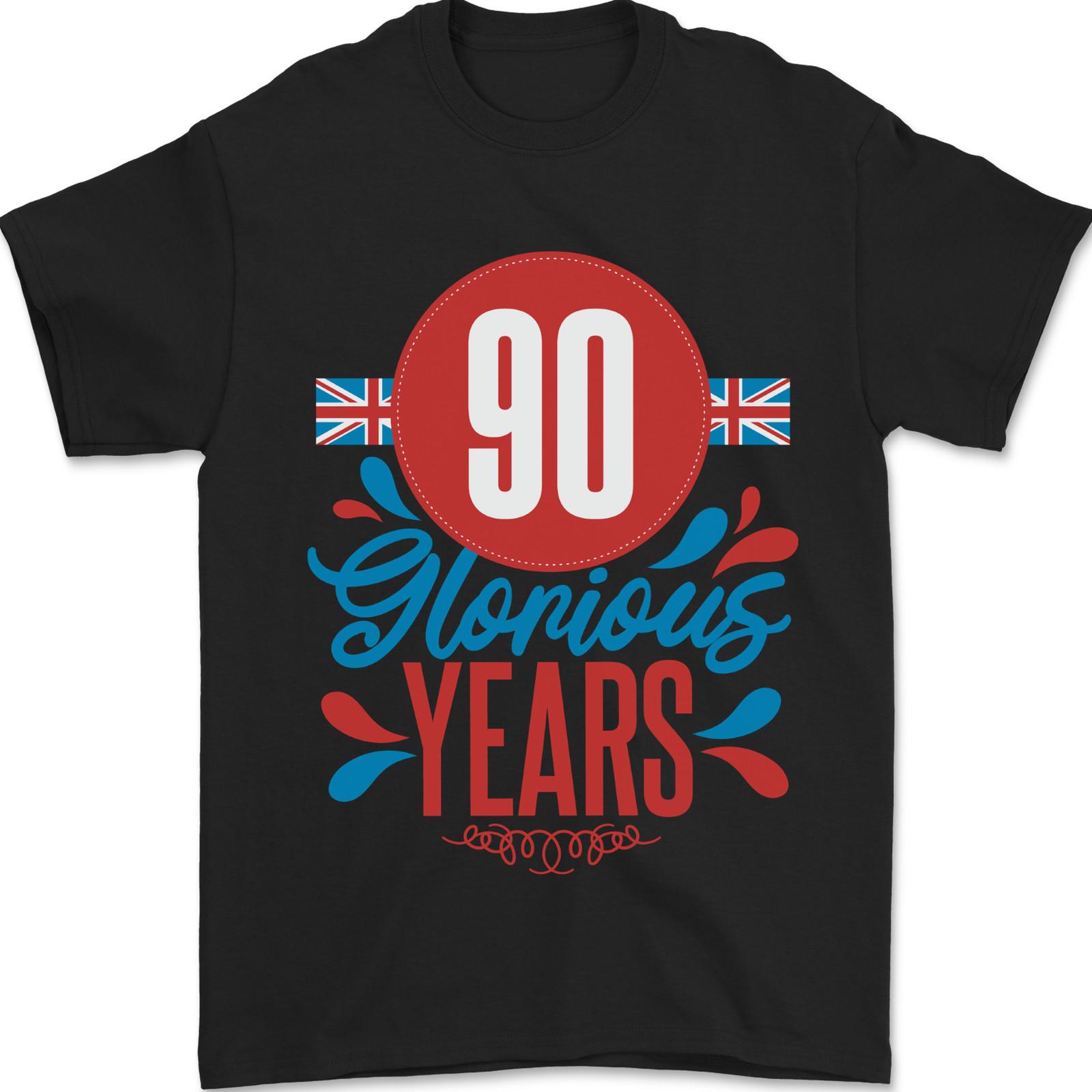 

26 Glorious 90 Years 90th Birthday Union Jack Flag Mens T-Shirt 100% Cotton Unisex T-Shirt M