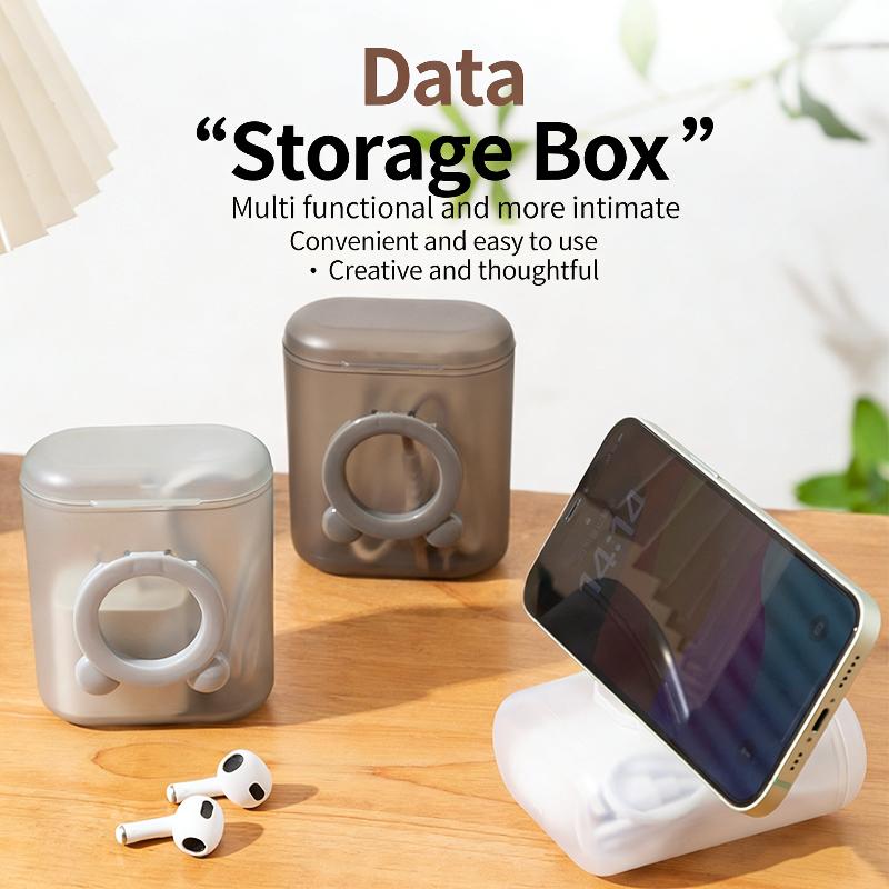 Data Cable Storage Box Dustproof Multi-Purpose Mobile Phone Holder Space Saving Small Object Earring Jewelry Strap Organizer