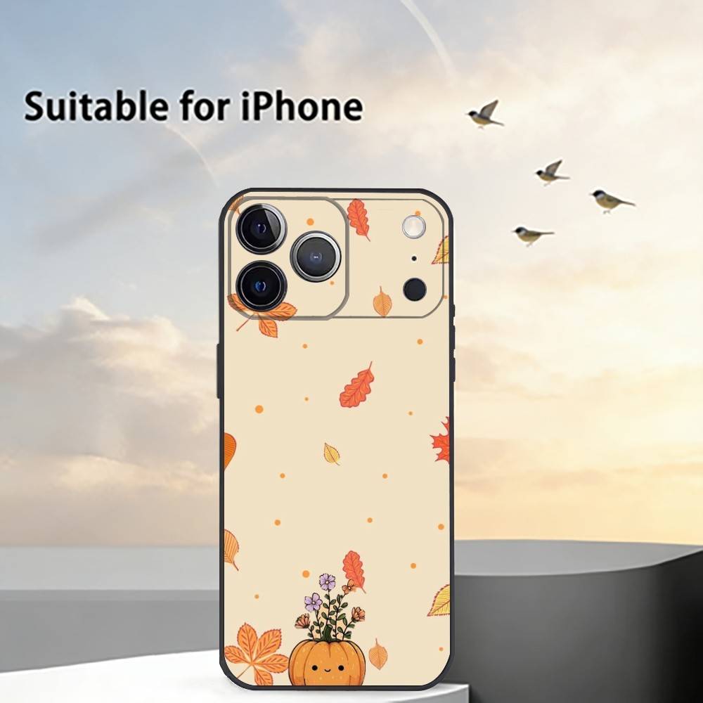 Autumn leaves P-pumpkin Phone Case For iPhone 17, 16,15,14,13,12,11 Plus,Pro Max, Others Soft Black Cover