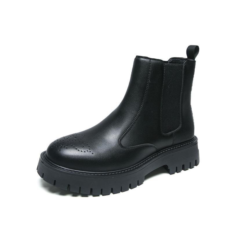 Men s Mid-Top Leather Martin Boots - British Style, Round Toe, Casual Business, Large Size. 43