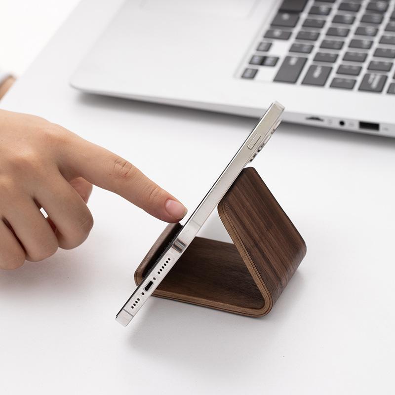 Walnut Mobile Phone Holder, Desktop Holder, Gift, Lazy Wooden Universal Portable Personalized Two-in-one Pole