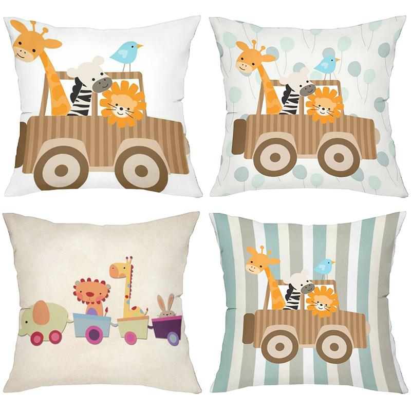 Cute Animal Patterned Cushion Covers for Home Decor Polyester pillowcase, sofa decorative cushion cov Headboard Pillow