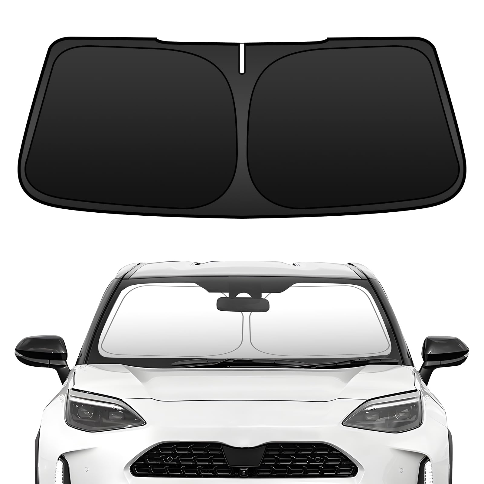 

design for BLUESEATEC Toyota Yaris Cross Windshield Sunshade Yaris Cross Current Car Sunshade Car Shade Shading Front Sunshade Foldable Doubles Heat чёрный