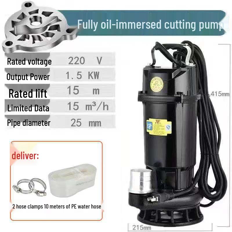 220V Submersible Sewage Pump with Blade for Septic Tanks & Biogas Digesters