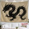 1pc Tapestry Eastern Dragon Soaring with Majestic Power, Traditional Inkstyle Artwork on Aged Parchment Background.
