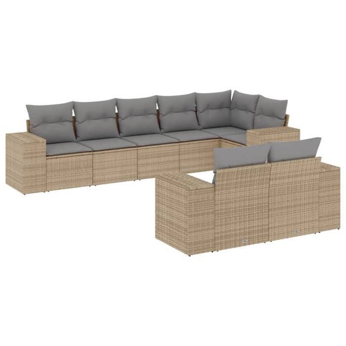 VidaXL Salon de Jardin avec Coussins 8 pcs, Canapés de Terrasse, Ensemble de Meubles de Patio, Mobilier d'Extérieur, Beige 3222818