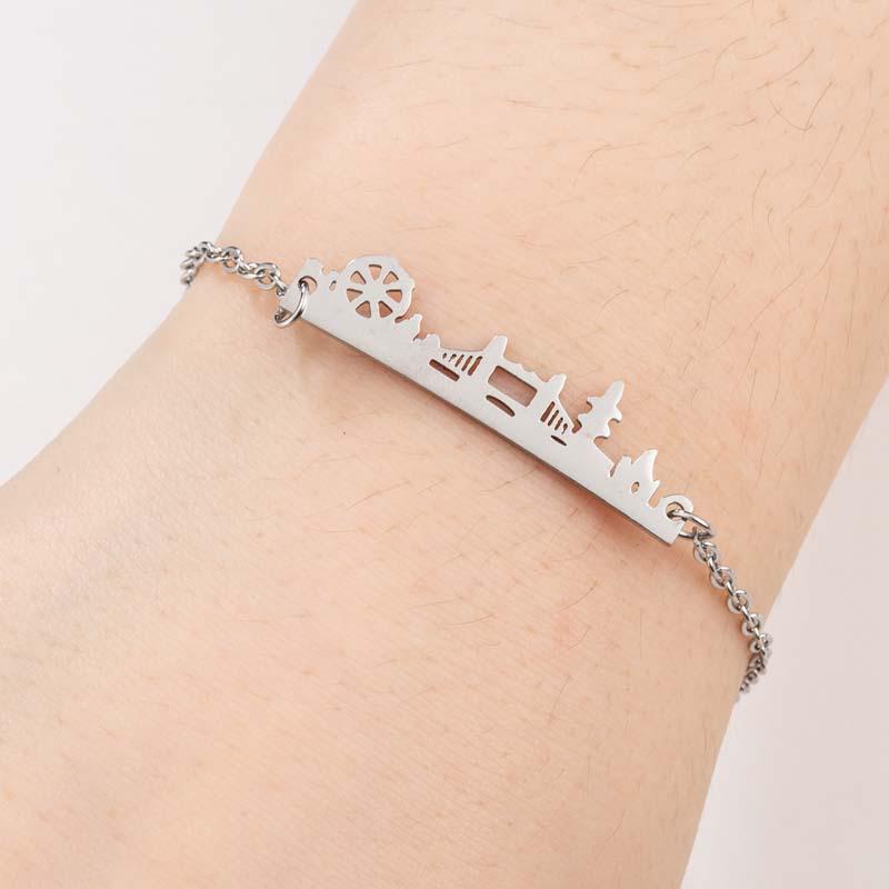 Stainless Steel Bracelet with Scenic Pendant - Fashion for INS Girls