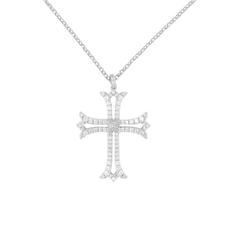 APM Monaco Hollow Classic Design Synthetic Cubic Zirconia Necklace Women s Silver WC8270OX