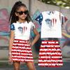 Completo due pezzi per bambina con top a maniche corte girocollo e gonna Set Abbigliamento casual estivo a vestibilità larga per bambini