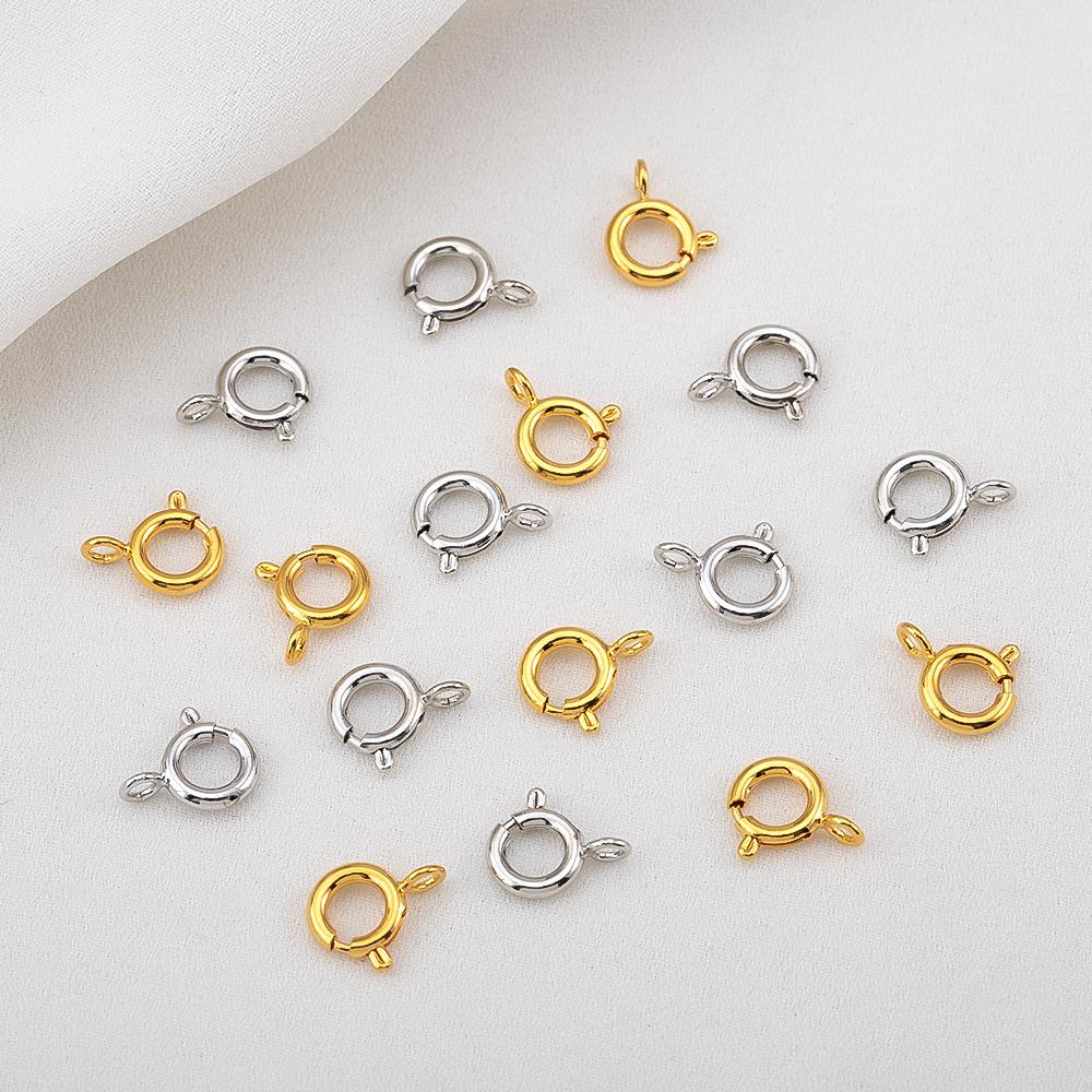 18K Gold Plated Brass Spring Ring Clasps Round Claw Clasps for Bracelet Necklace Jewelry Making Connnector DIY Accessories
